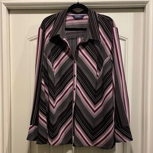 purple black grey chevron striped blouse